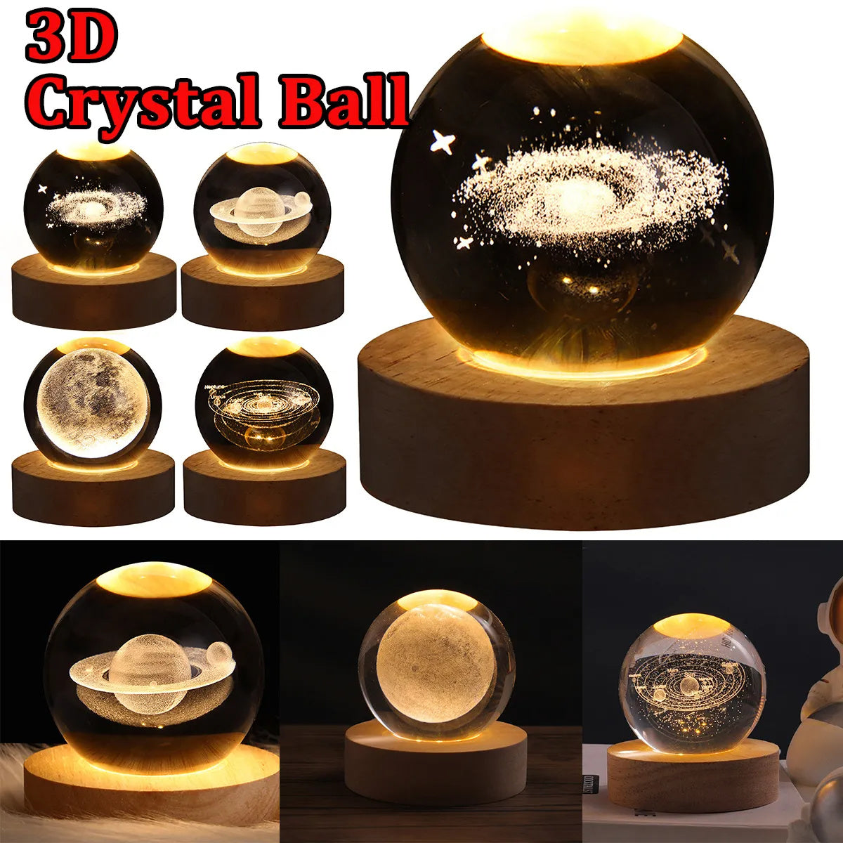 Galaxy Crystal Ball LED Night Light