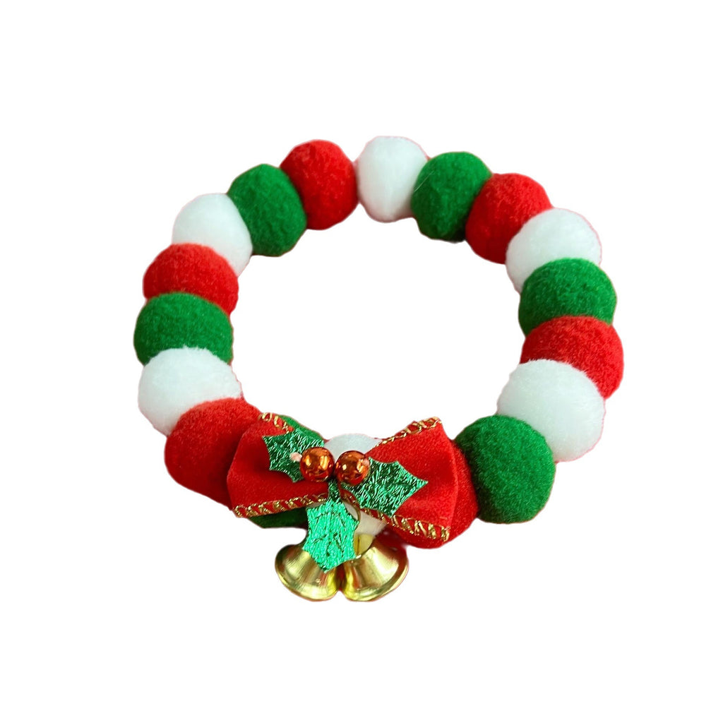 Christmas Pet Collar with Plush Ball & Bow