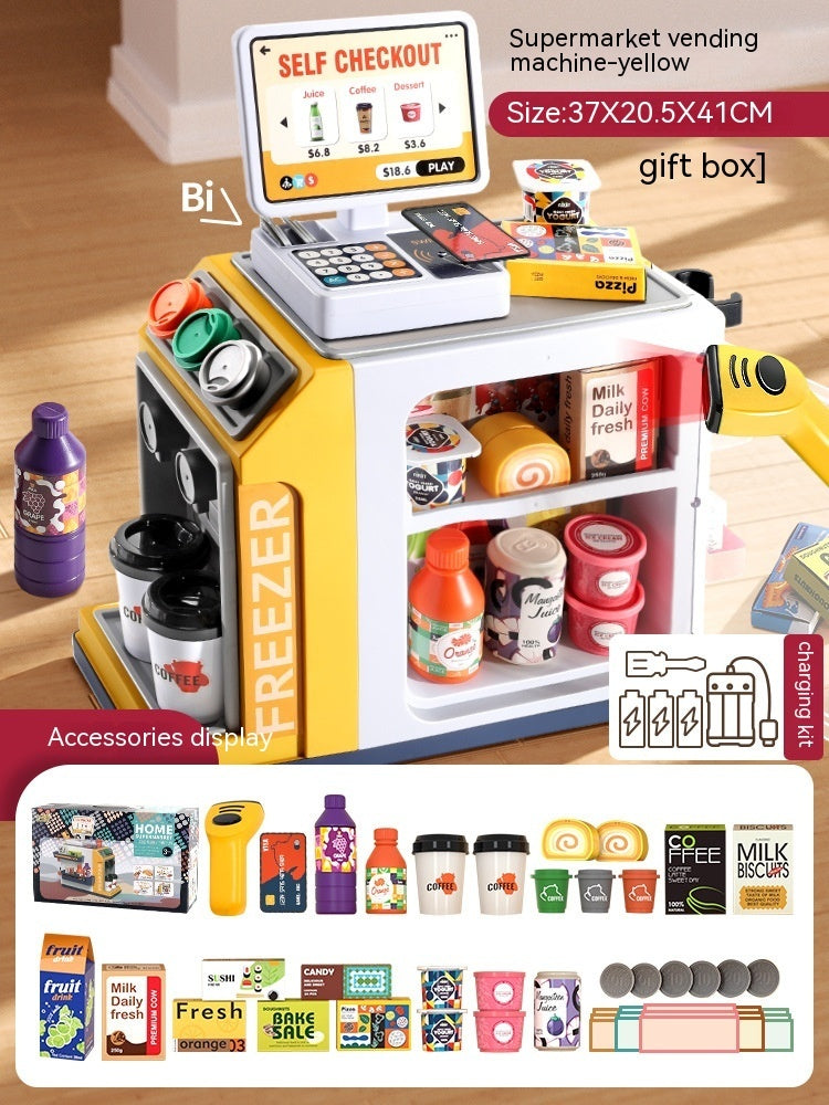 Simulation Vending Machine Exquisite Gift Box Children's Supermarket Coffee Cash Register Toy Suit