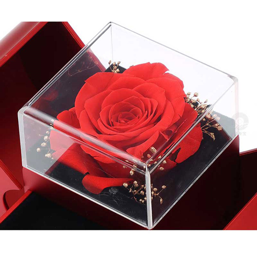 Red Apple Jewelry Box with Eternal Rose Necklace