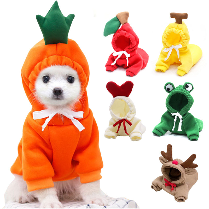 Cute Fruit Dog Hoodie - Winter Fleece